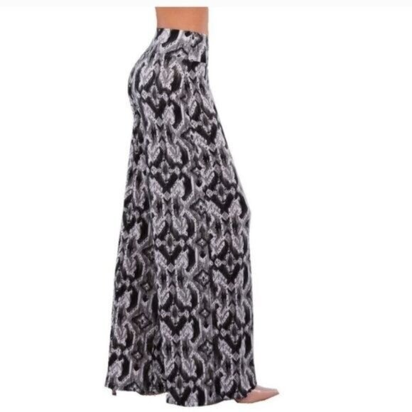 shosho Pants - Black & White High-Waisted Wide-Leg Palazzo Pants -NEW-SMALL/MEDIUM